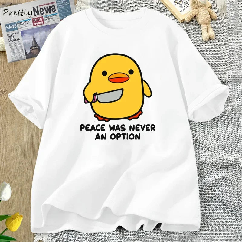 Peace Was Never An Option Tshirt Funny Goose Graphic  Summer Cotton  Shirt Streetwear Tee