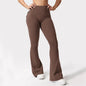 Women's Yoga Flare Trousers, High-Waisted Tummy-Control Wide-Leg s with Pockets