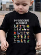 Cartoon Dinosaur Alphabet Print T-Shirt, Boys, Casual Summer