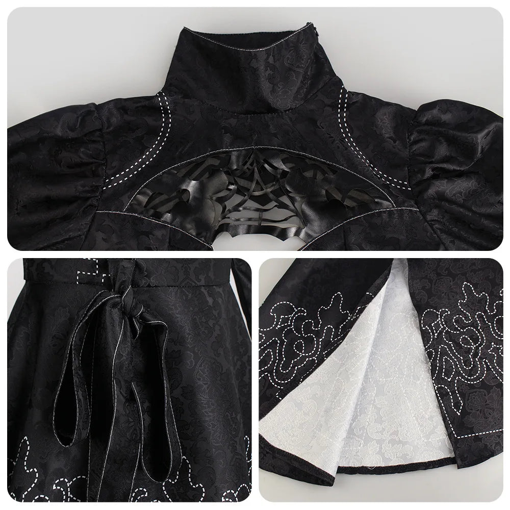 Big Size Yorha 2B Cosplay Costume Black Leotard Dress 2B Full Set Halloween Shojou Magical Girl Outfits Wig Gloves Eyemask Socks