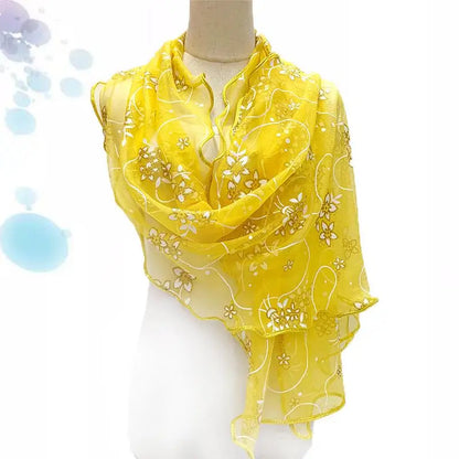 Lace Scarf Women Lightweight Hijab Elegant  Silk  Shawl Wraps Headband Handle Hair