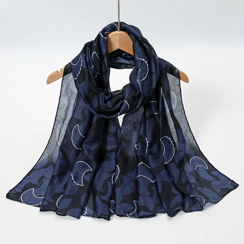 1Pcs Ramadan Hijab Leopard Print Women Watercolor Soft Muslim Hijabs Breathable Shawl Wrap Headscarf Warm