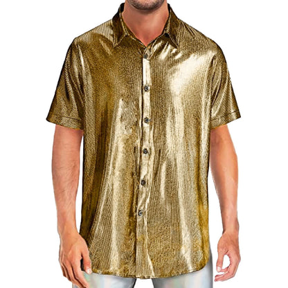 Mens Sequin Short Sleeved Shirt