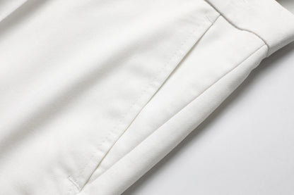 Men's Three-Piece White Suit, Anti-Wrinkle, No-Iron, Fur Business Formal Suit, Four-Season Workplace