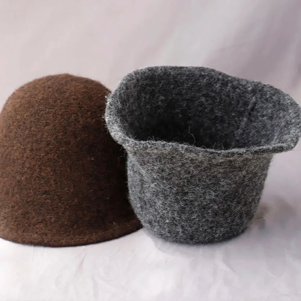 new  wool Women's Bucket Hat Panama Cap Autumn Winter Warm Soft Foldable Chapeau