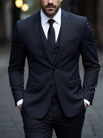 Men's Three-Piece White Suit, Anti-Wrinkle, No-Iron, Fur Business Formal Suit, Four-Season Workplace
