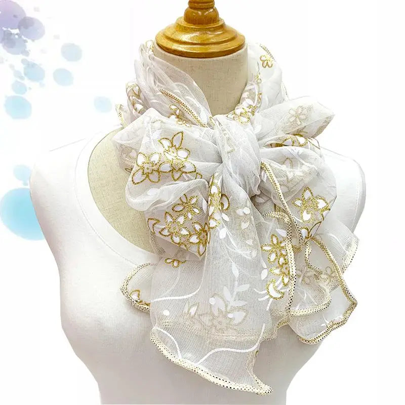 Lace Scarf Women Lightweight Hijab Elegant  Silk  Shawl Wraps Headband Handle Hair