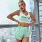 Women's Printed Camisole & Plaid Shorts Pajama Set, Soft Loungewear Sleepwear