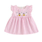 Toddler Baby Girl Summer Dress Ruffle Sleeveless Round Neck Bunny Embroidery Loose Vacation Dress