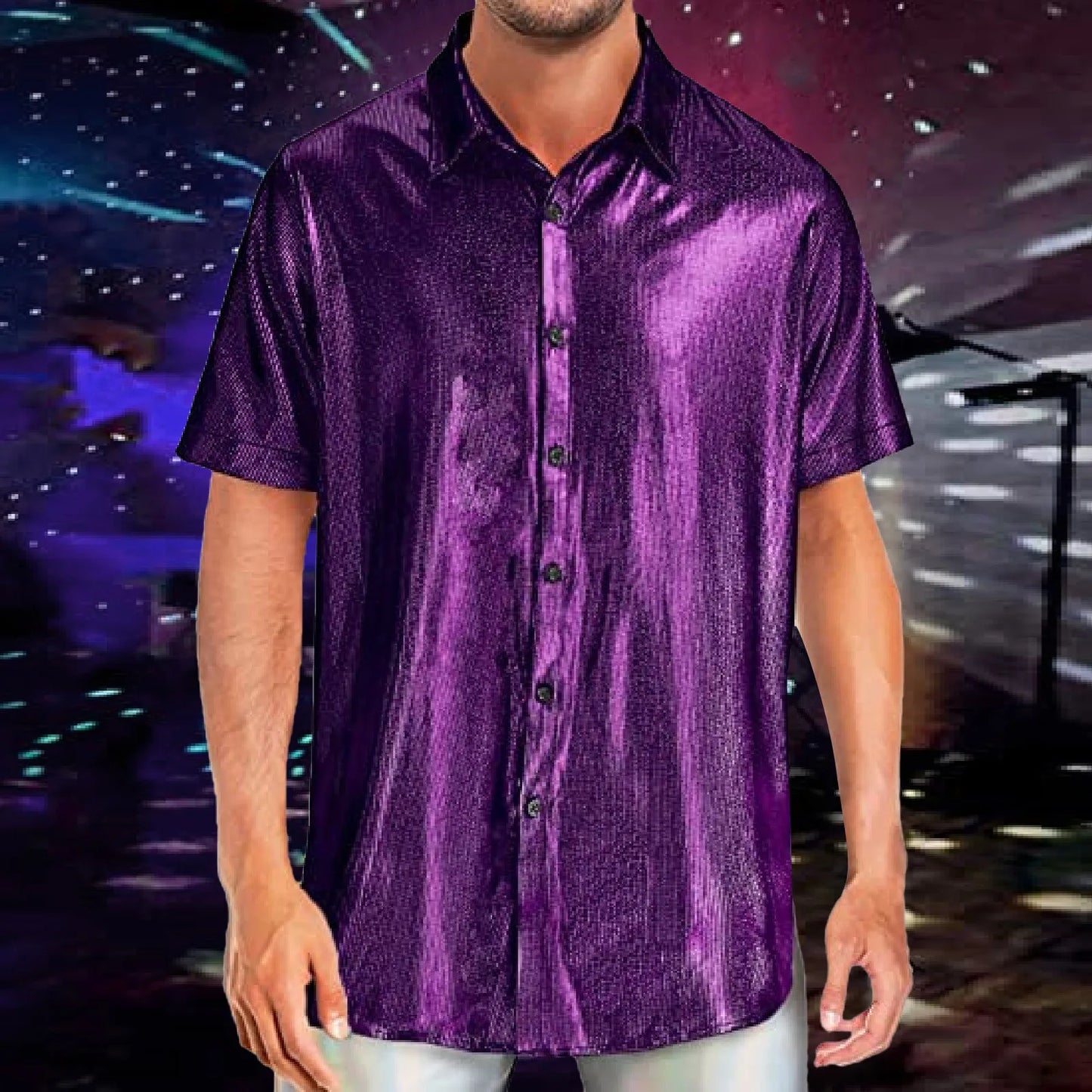 Mens Sequin Short Sleeved Shirt
