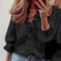 Plus Size Women Ruffled Blouse Pullover Long Sleeve