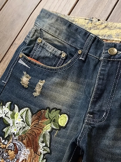 Men's Ripped Slim Biker Jeans