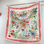 90cm Square Scarf Women Fashion Floral Twill Silk Shawl Hijab Luxury Bandana Foulard Neckerchief