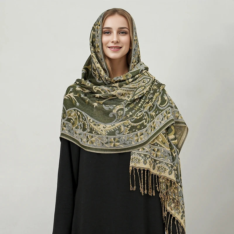Pashmina Scarf Long Muslim Cashmere Shawl Turban Head Wraps For Women Luxury Brand