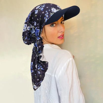 New Muslim Floral Print Hijab Turban Hat for Women Visor Baseball Cap Sun Hats