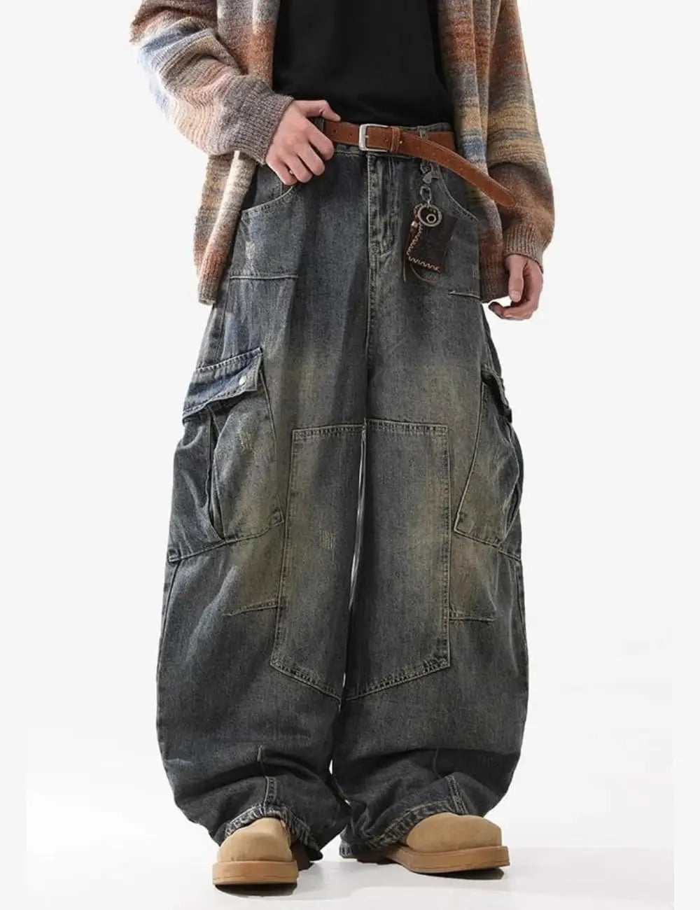 Baggy Barrel Jeans Wide Leg Cargo Jeans Loose Denim For Men And Women