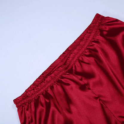 Hot Red Womens Satin Pajama Sets 2 Piece Family Outfits Mother Sleepwear Christmas Home Clothes Pyjamas Suits Ice Silk Homewear
