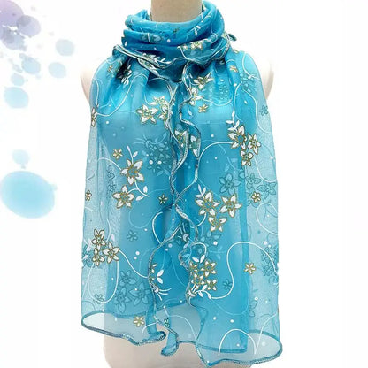 Lace Scarf Women Lightweight Hijab Elegant  Silk  Shawl Wraps Headband Handle Hair