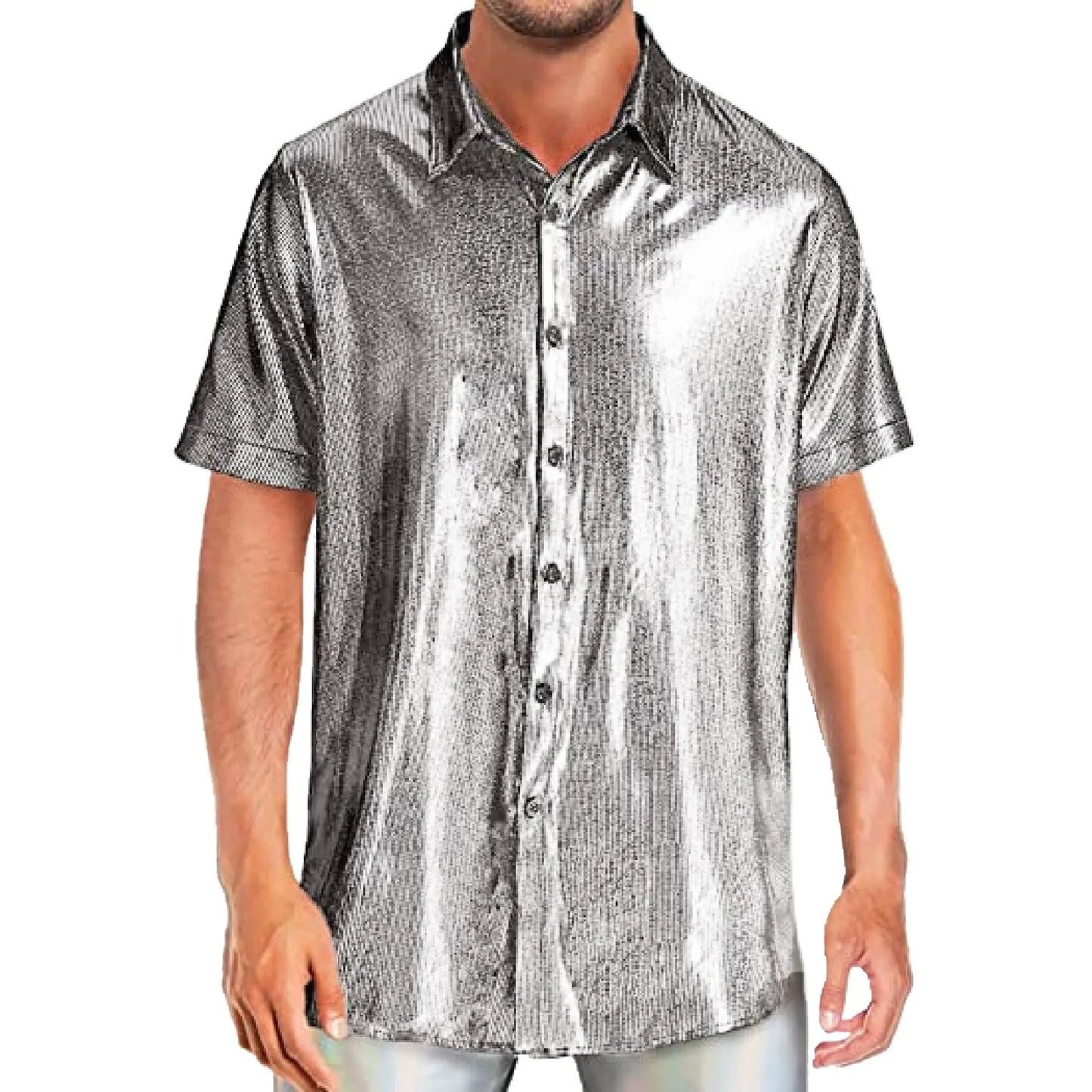 Mens Sequin Short Sleeved Shirt