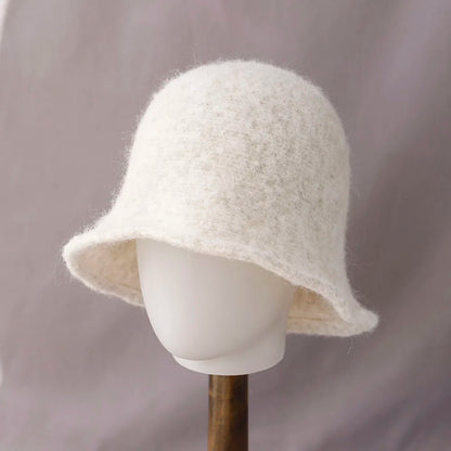 new  wool Women's Bucket Hat Panama Cap Autumn Winter Warm Soft Foldable Chapeau