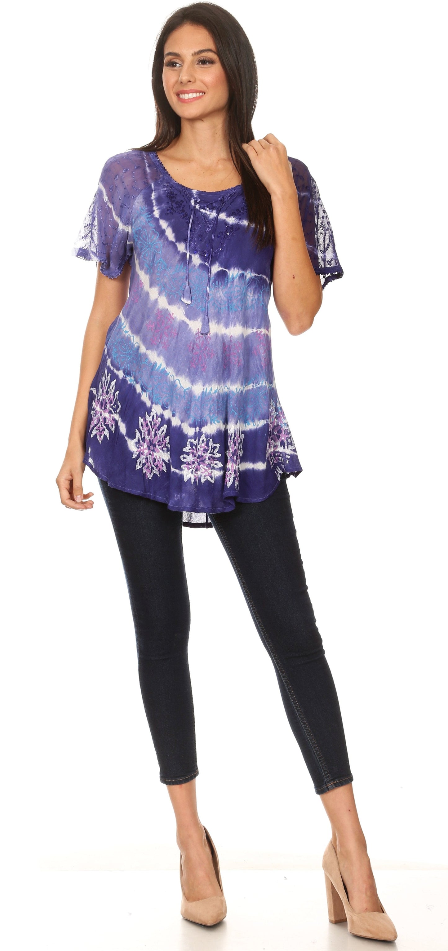 Aline Women's Short Sleeve Casual Light Scoop Neck Top