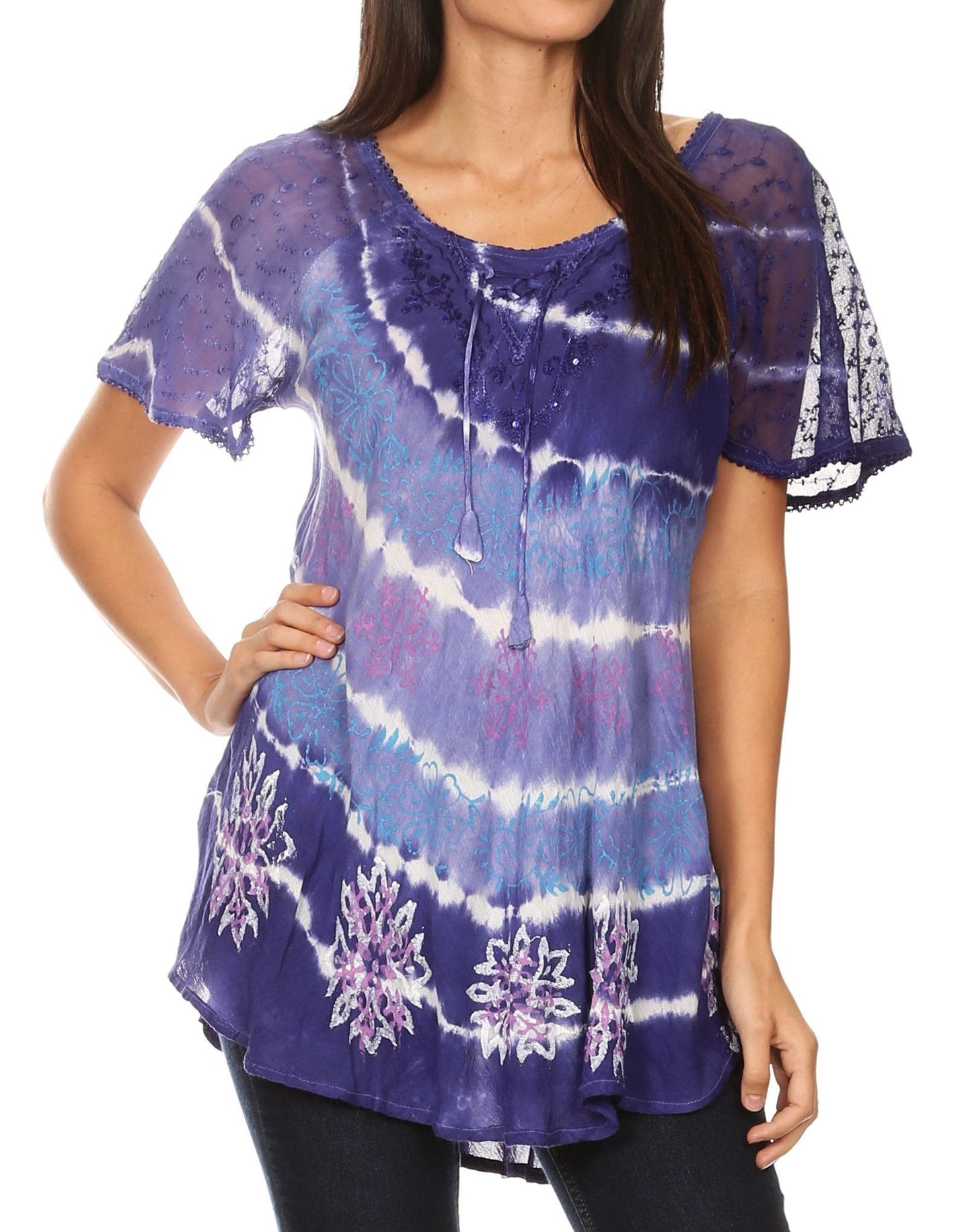 Aline Women's Short Sleeve Casual Light Scoop Neck Top