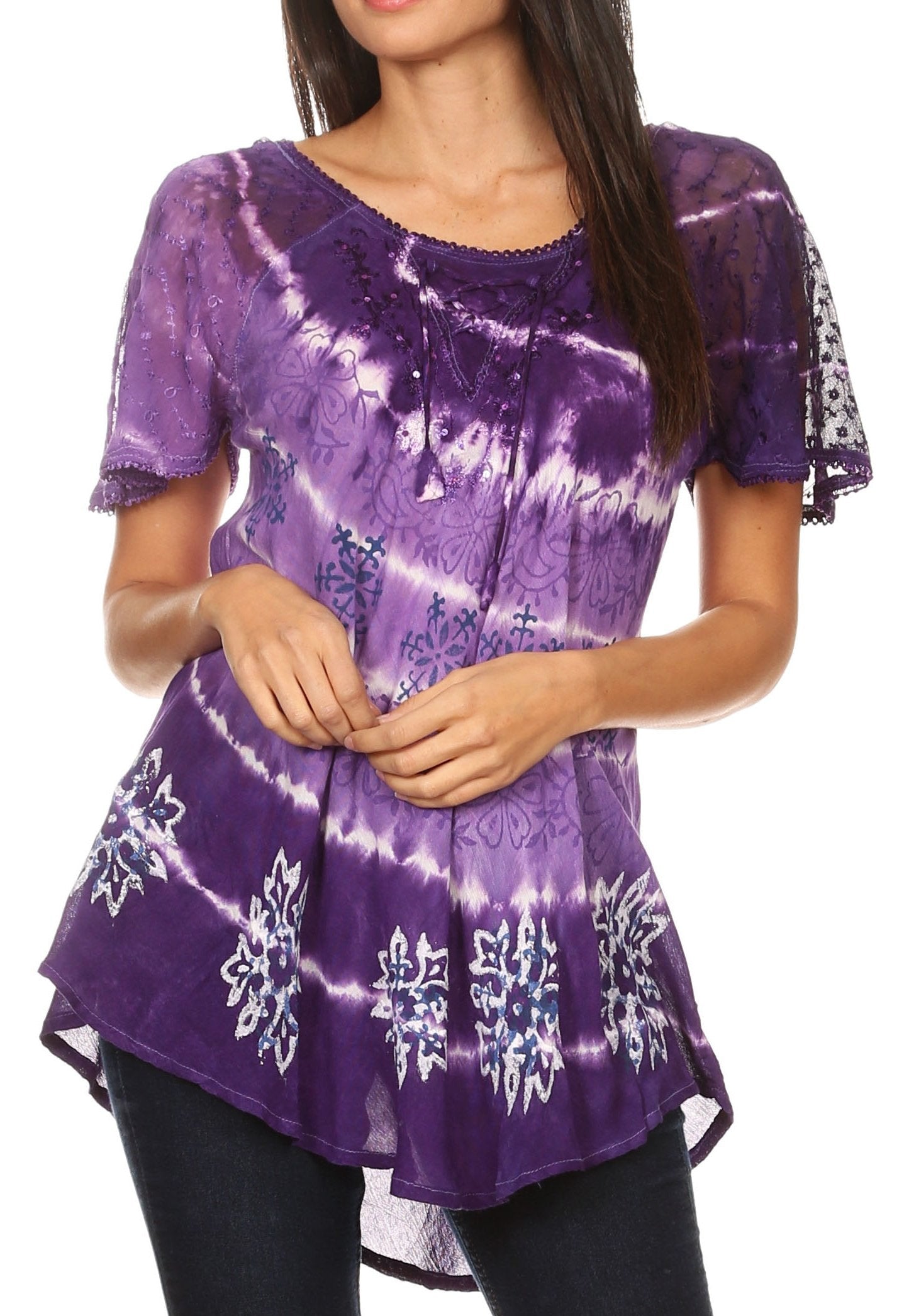 Aline Women's Short Sleeve Casual Light Scoop Neck Top