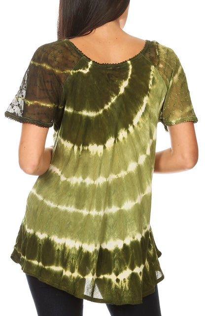 Aline Women's Short Sleeve Casual Light Scoop Neck Top