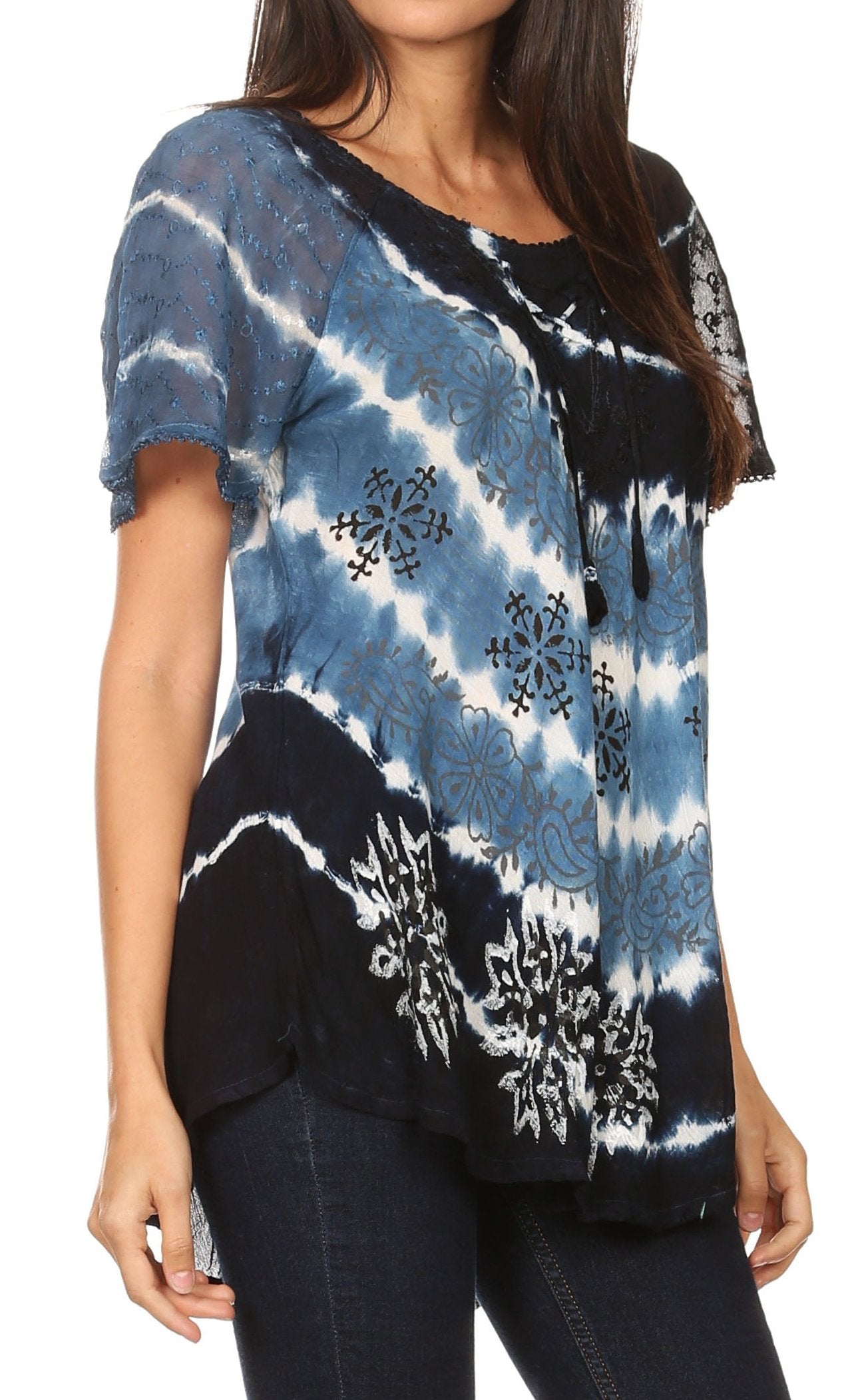 Aline Women's Short Sleeve Casual Light Scoop Neck Top
