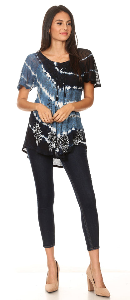 Aline Women's Short Sleeve Casual Light Scoop Neck Top