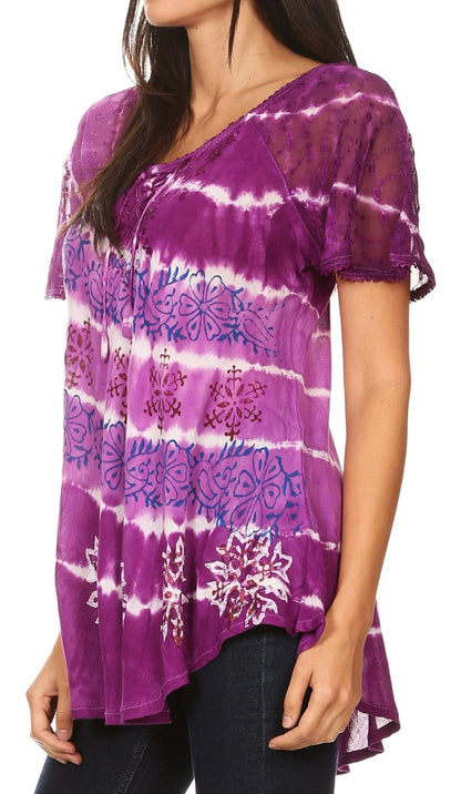 Aline Women's Short Sleeve Casual Light Scoop Neck Top