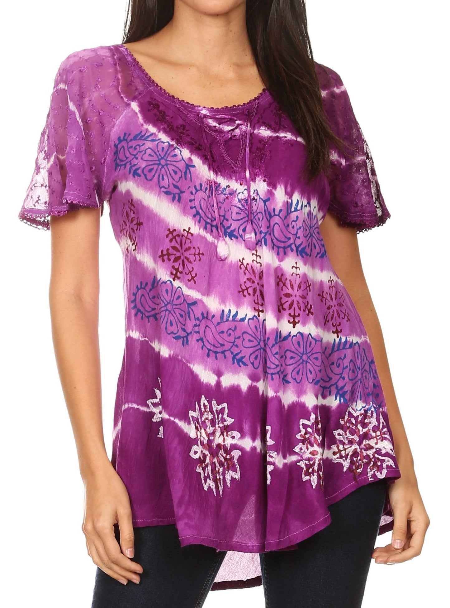 Aline Women's Short Sleeve Casual Light Scoop Neck Top