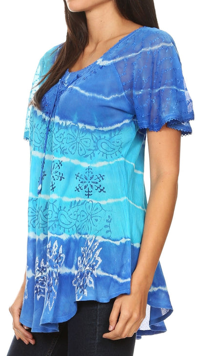 Aline Women's Short Sleeve Casual Light Scoop Neck Top