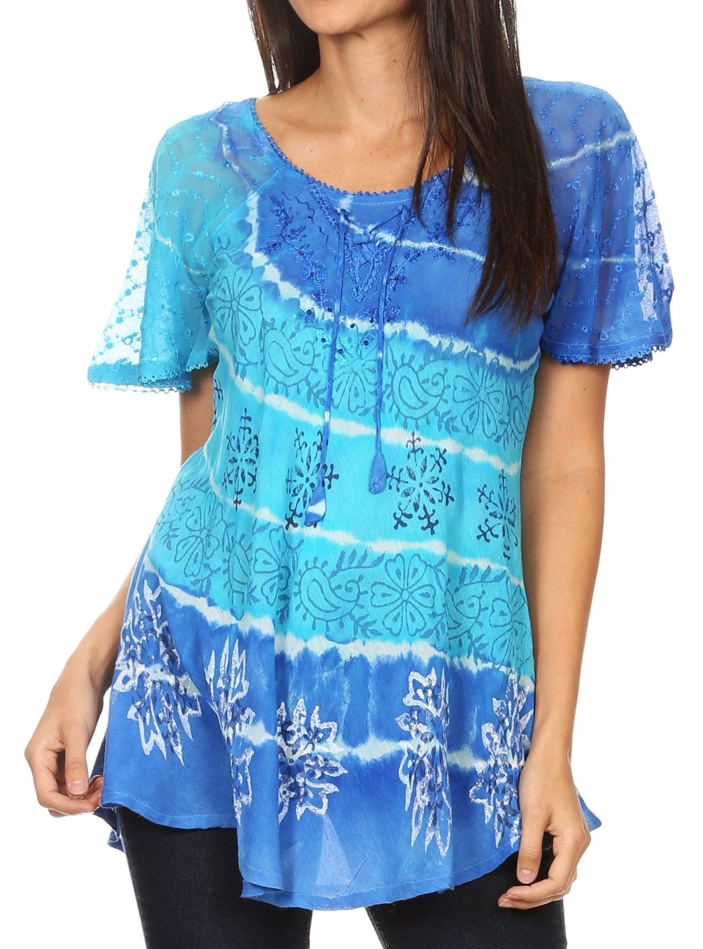 Aline Women's Short Sleeve Casual Light Scoop Neck Top