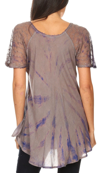 Aline Women's Short Sleeve Casual Light Scoop Neck Top