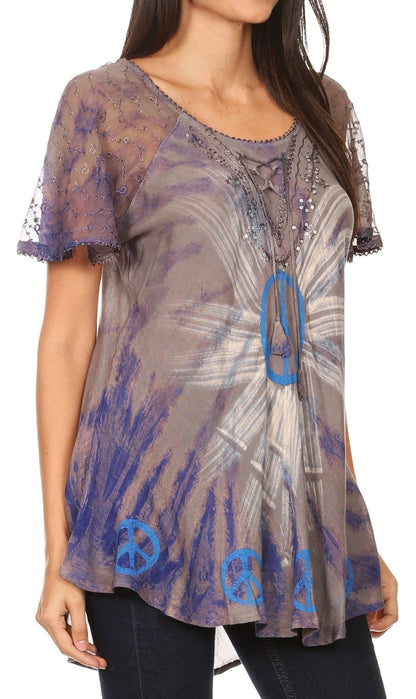Aline Women's Short Sleeve Casual Light Scoop Neck Top