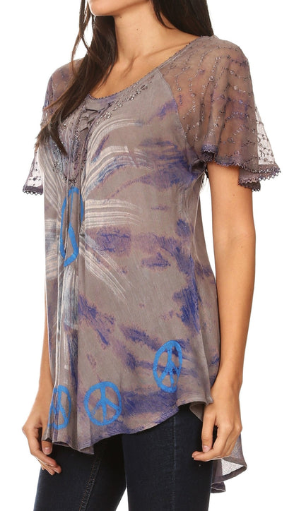 Aline Women's Short Sleeve Casual Light Scoop Neck Top