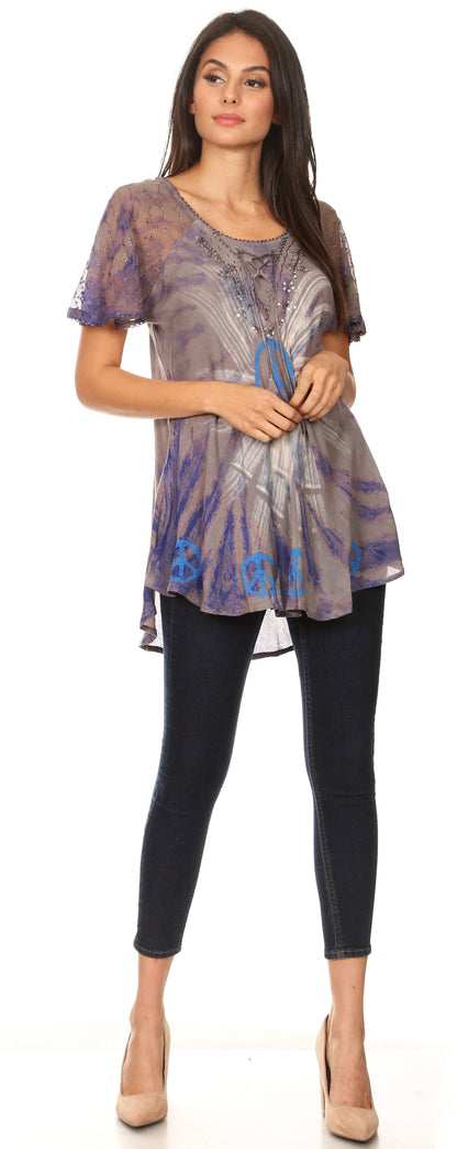 Aline Women's Short Sleeve Casual Light Scoop Neck Top