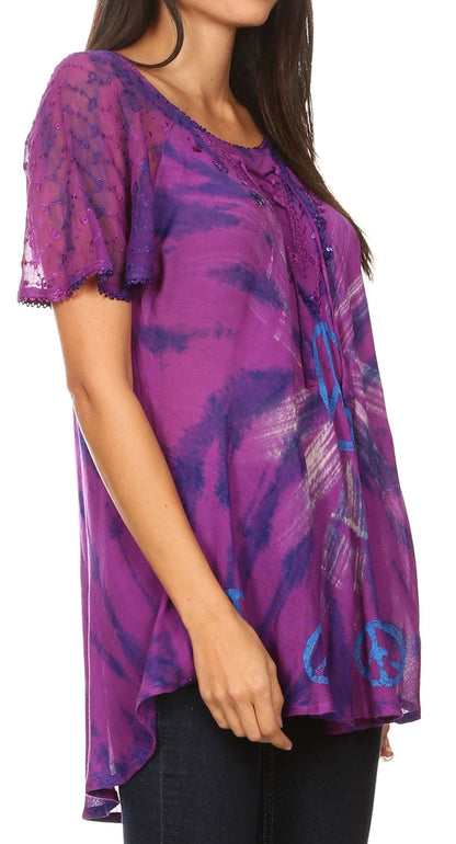 Aline Women's Short Sleeve Casual Light Scoop Neck Top