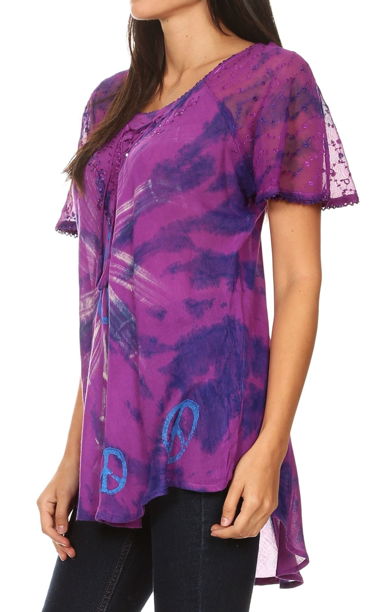 Aline Women's Short Sleeve Casual Light Scoop Neck Top