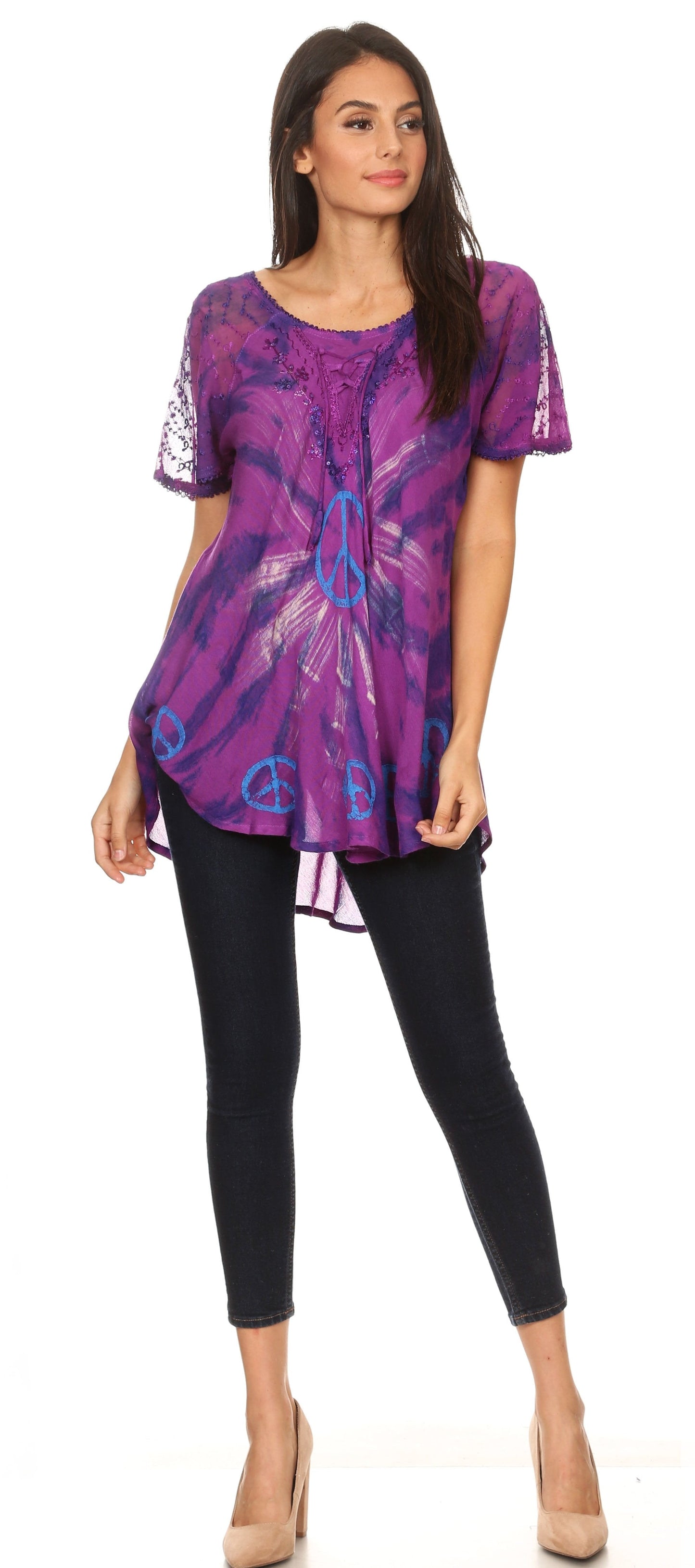 Aline Women's Short Sleeve Casual Light Scoop Neck Top