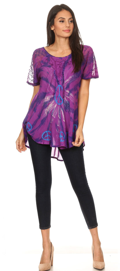 Aline Women's Short Sleeve Casual Light Scoop Neck Top