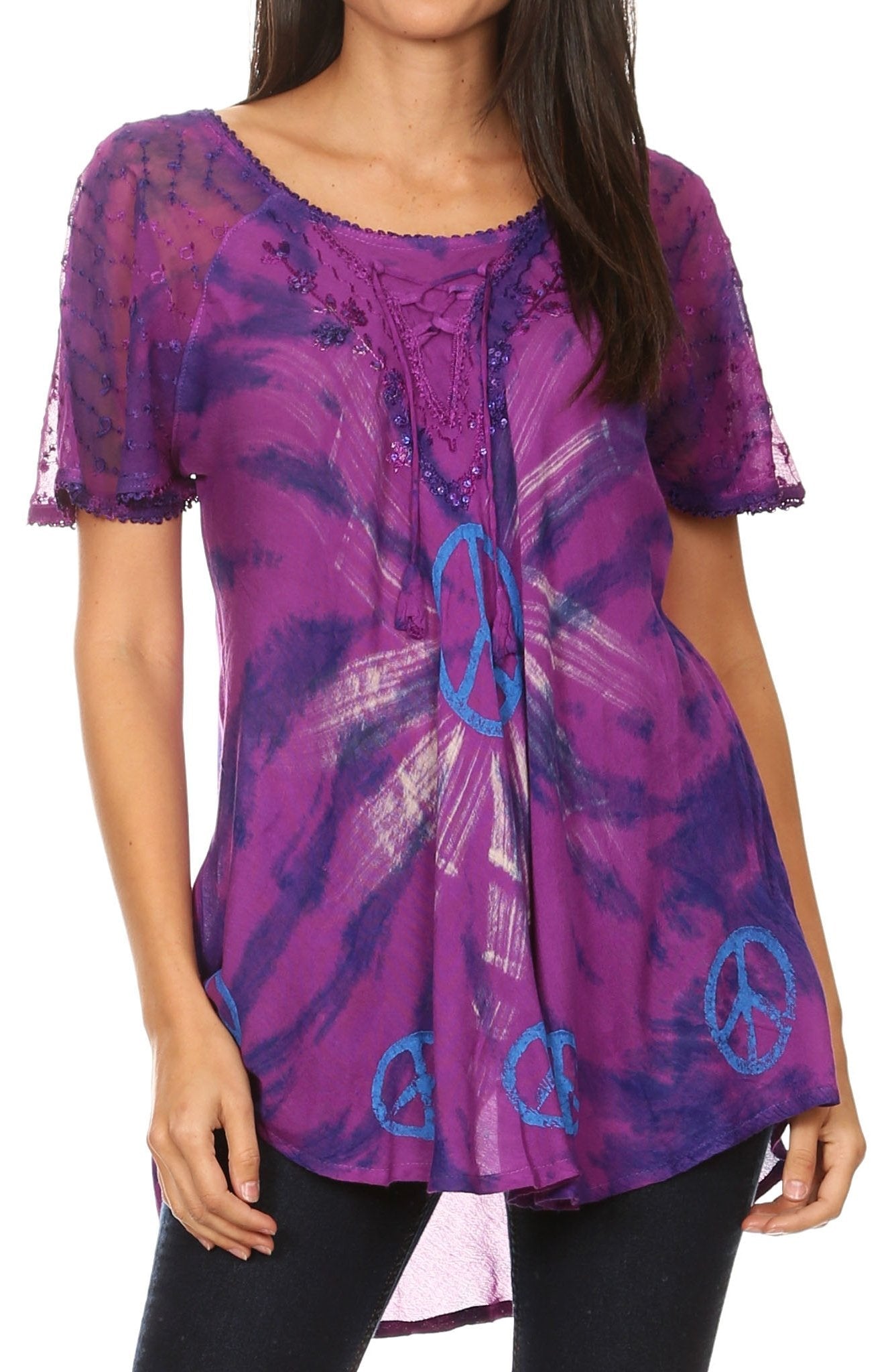 Aline Women's Short Sleeve Casual Light Scoop Neck Top