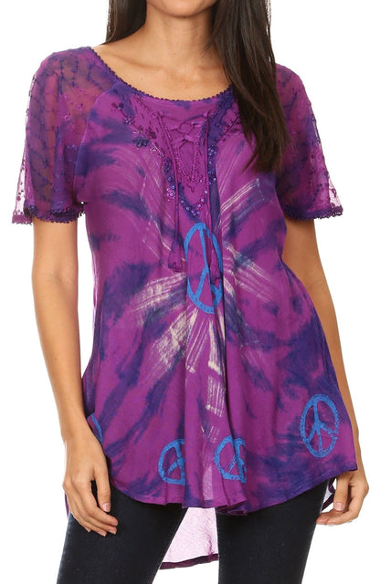 Aline Women's Short Sleeve Casual Light Scoop Neck Top