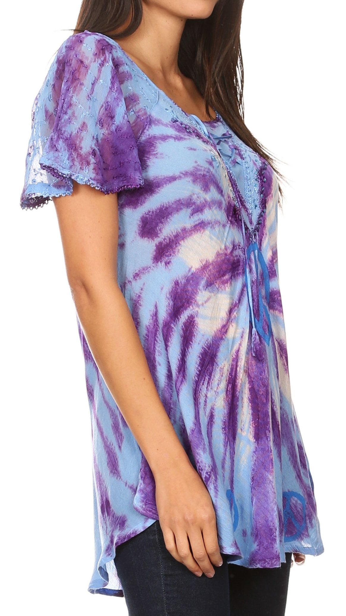 Aline Women's Short Sleeve Casual Light Scoop Neck Top