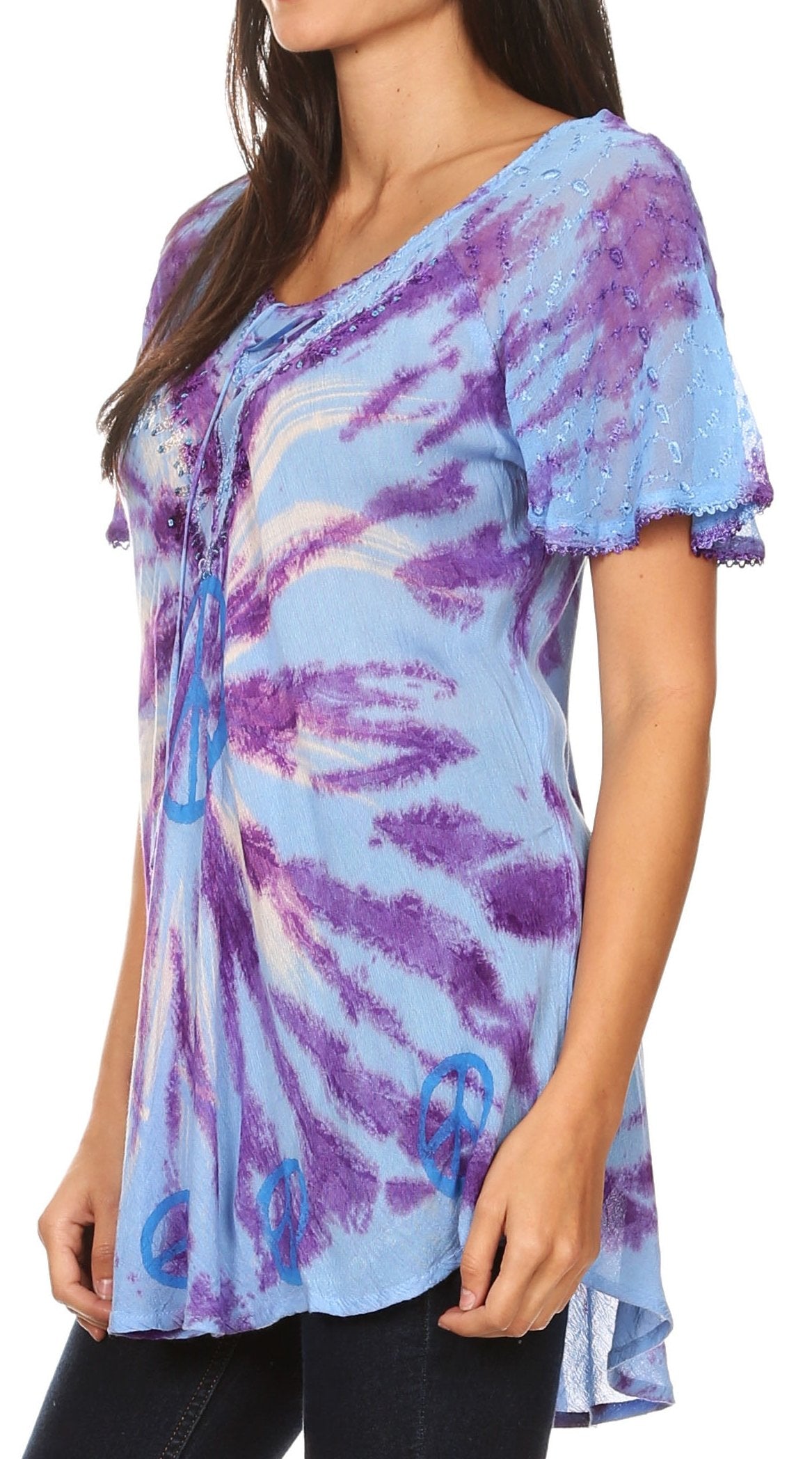 Aline Women's Short Sleeve Casual Light Scoop Neck Top