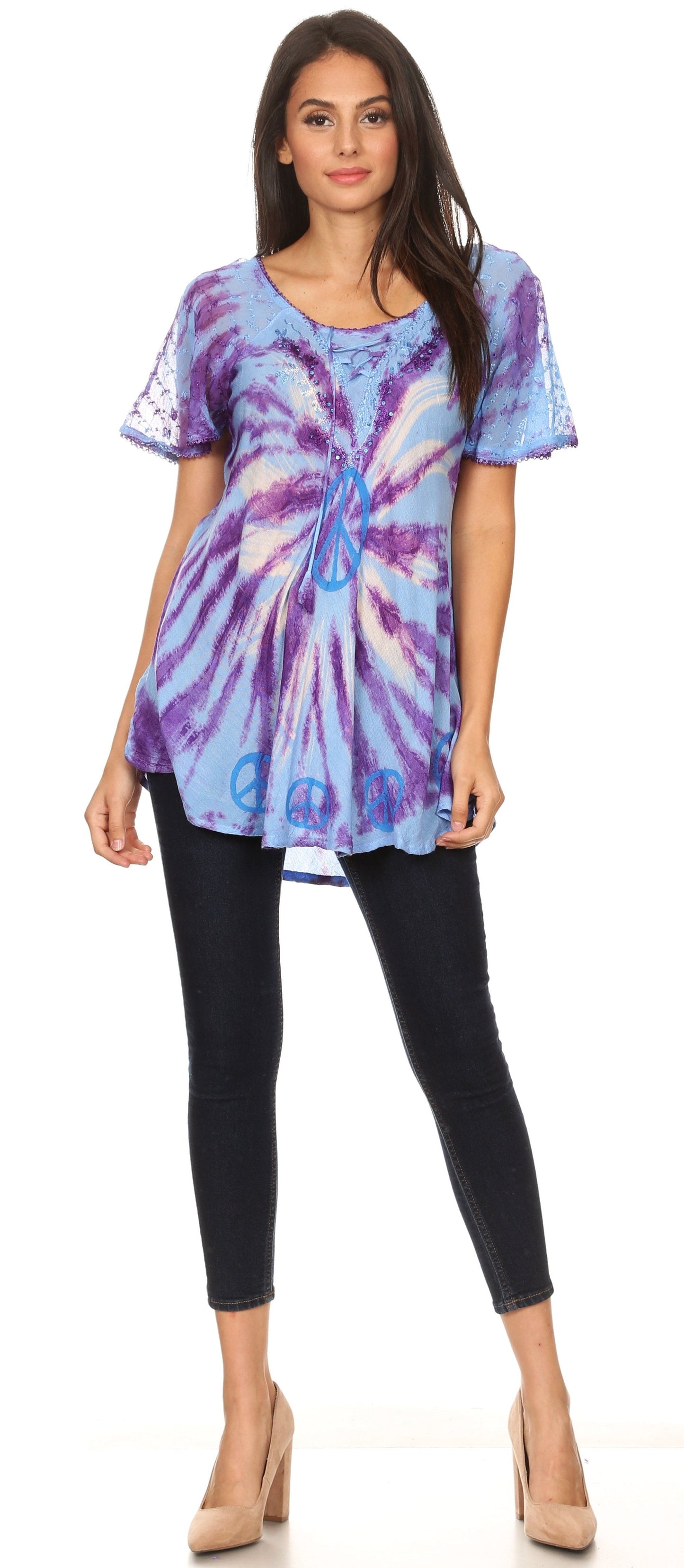 Aline Women's Short Sleeve Casual Light Scoop Neck Top