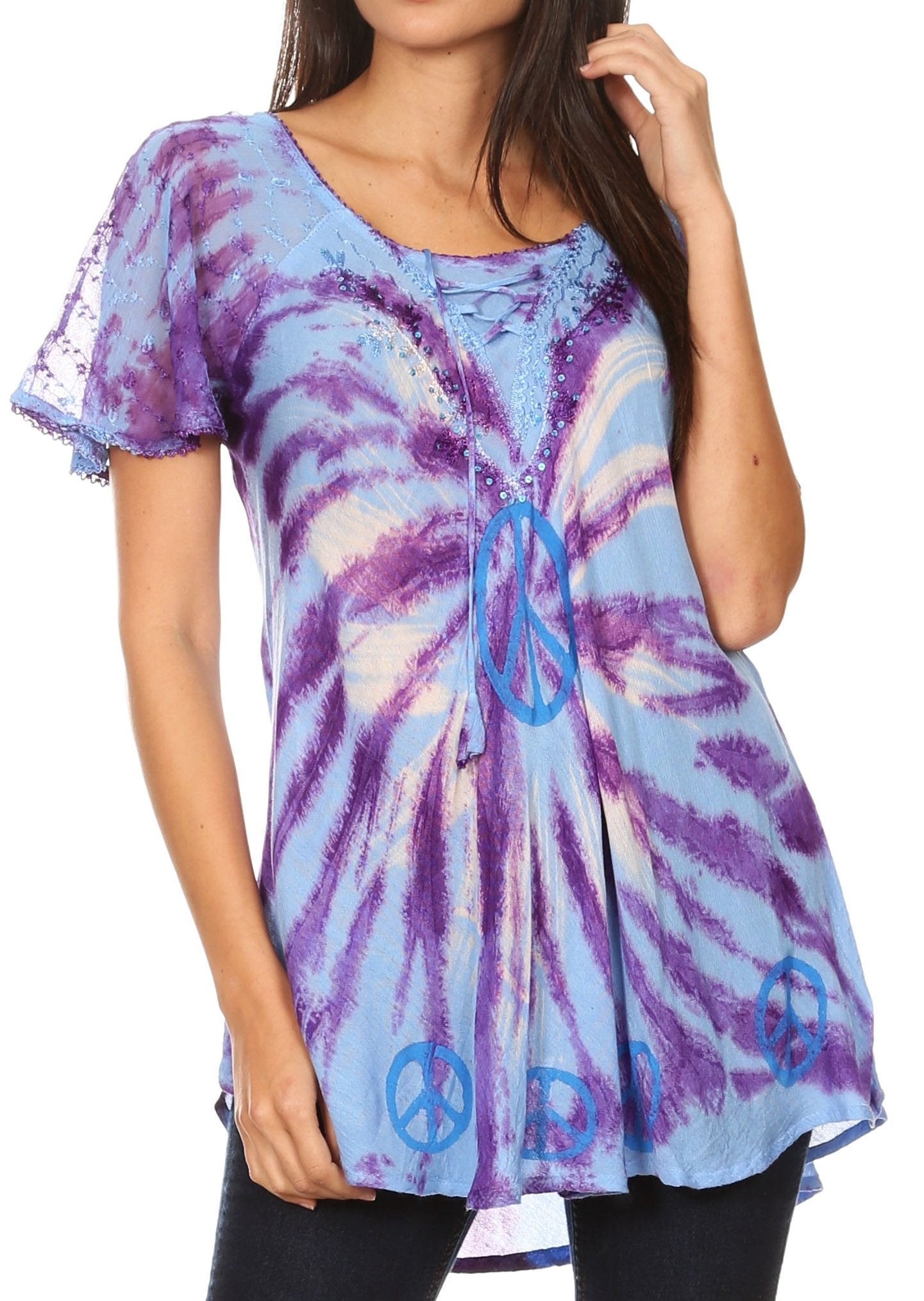 Aline Women's Short Sleeve Casual Light Scoop Neck Top