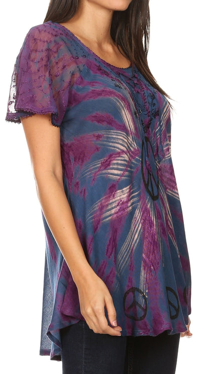 Aline Women's Short Sleeve Casual Light Scoop Neck Top
