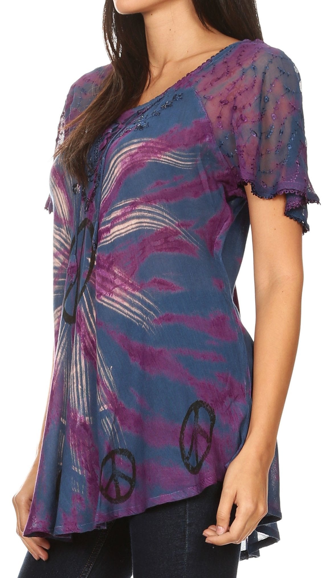 Aline Women's Short Sleeve Casual Light Scoop Neck Top